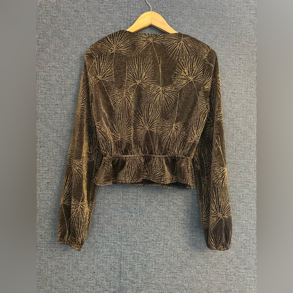 Show Me Your MuMu Metallic Brown V-Neck Blouse Anthropologie - Picture 5 of 7